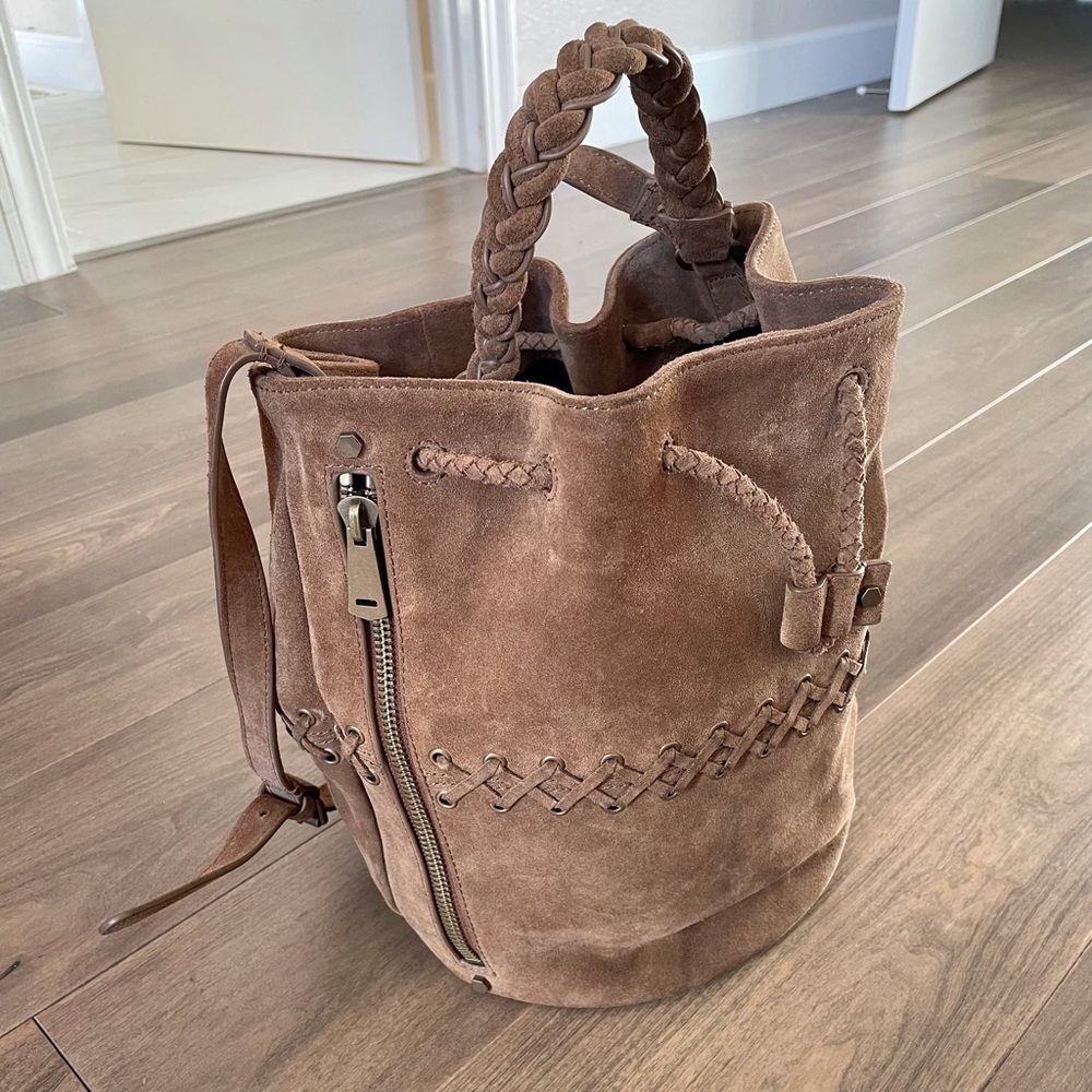 All Saints Brown Suede Shoulder Bag